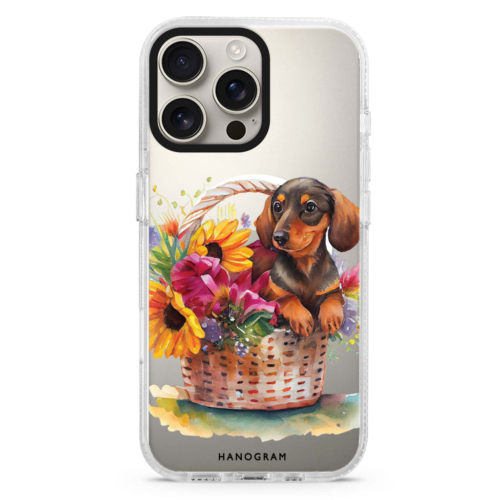 Floral & Dog Magsafe 兼容水晶透明保護殼