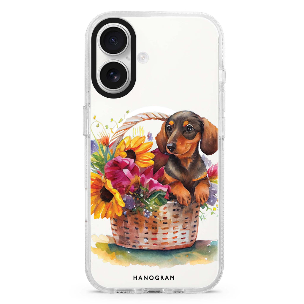 Floral & Dog Magsafe 兼容水晶透明保護殼