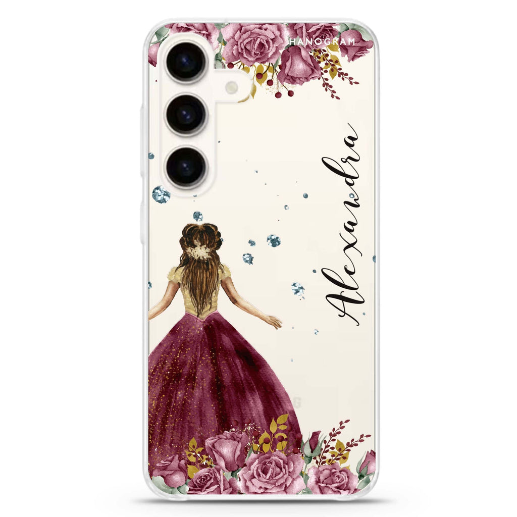 Princess In Garden Samsung Galaxy S26/S25/S24 可加名字水晶透明保護殼正面展示