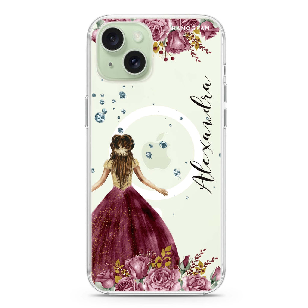 Princess In Garden iPhone 15 Plus Magsafe 兼容水晶透明保護殼