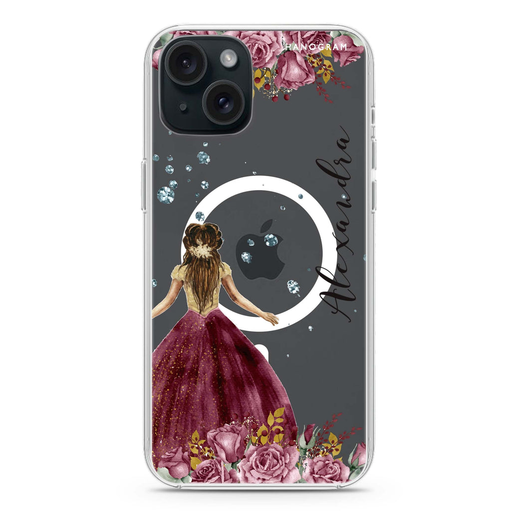 Princess In Garden iPhone 15 Magsafe 兼容水晶透明保護殼