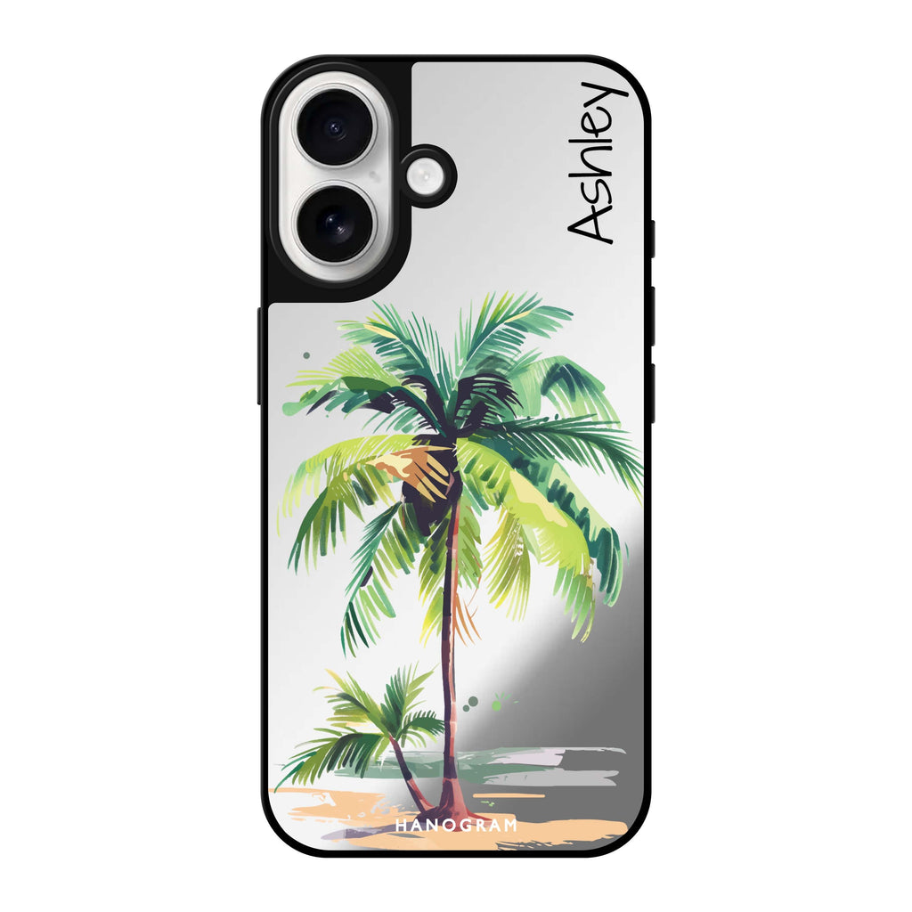 Reflective iPhone 16 Mirror Case –Island Palms Design