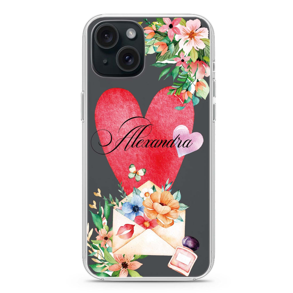 Floral Love Letter iPhone 15 plus 水晶透明保護殼