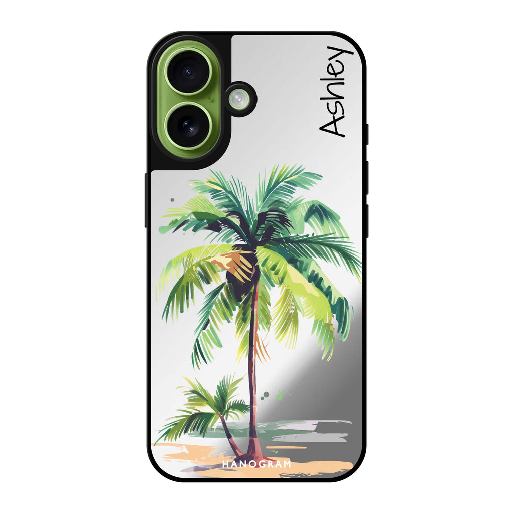 Reflective iPhone 16 Mirror Case –Island Palms Design