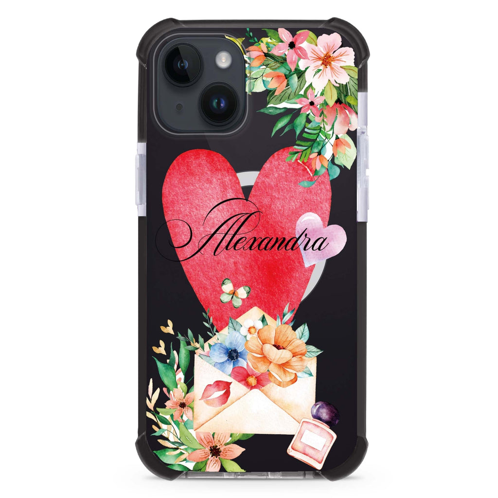 Floral Love Letter iPhone 15 Plus Magsafe 兼容超強防摔保護殼