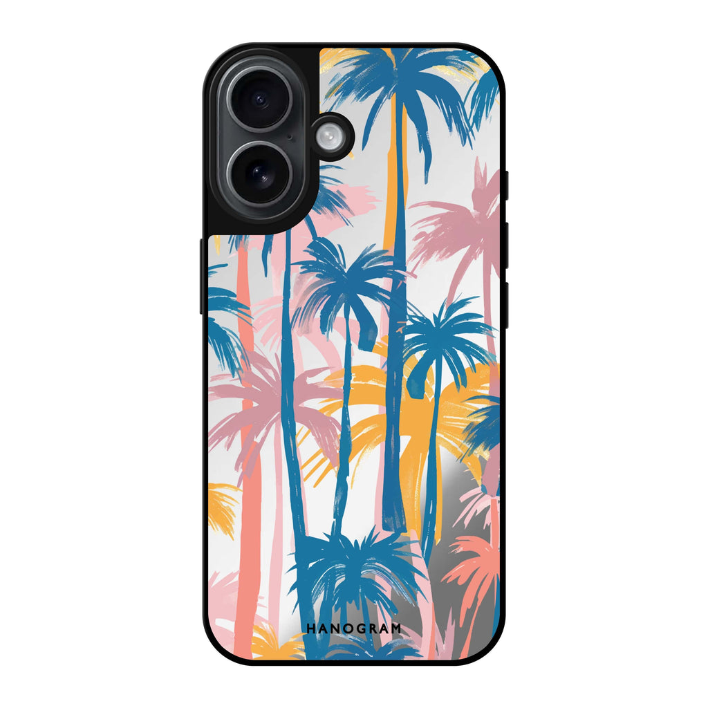 Reflective iPhone 16 Mirror Case –Palm Paradise Design