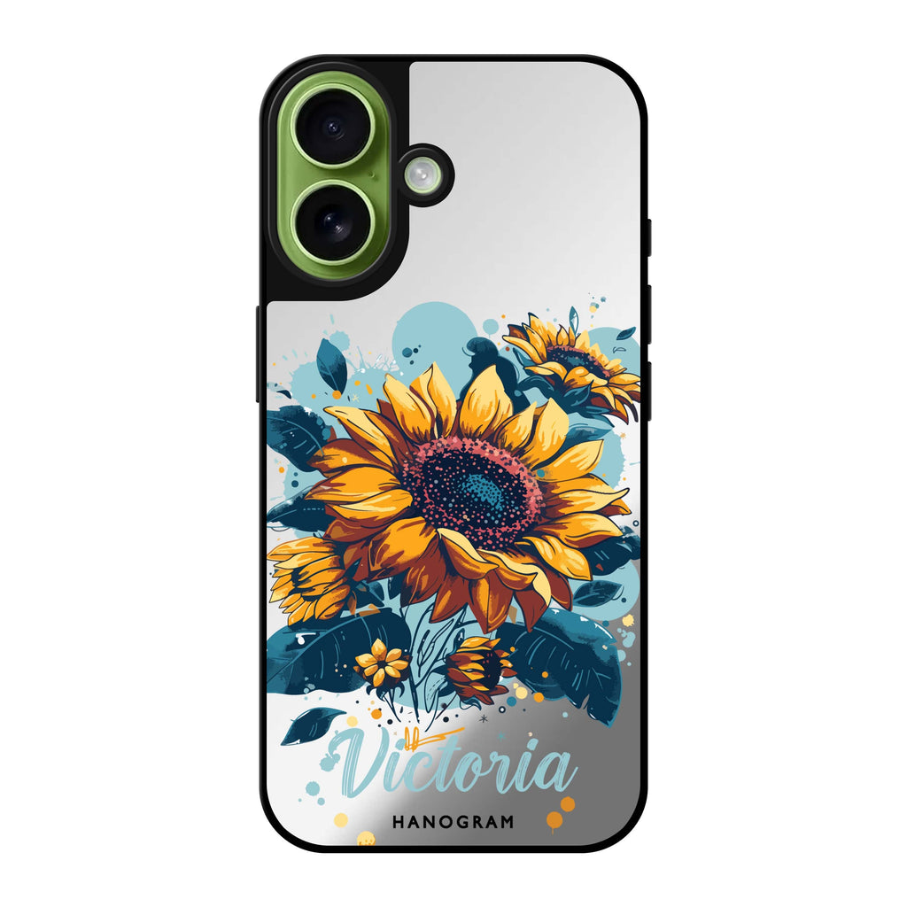 Reflective iPhone 16 Mirror Case –Sun-Kissed Petals Design