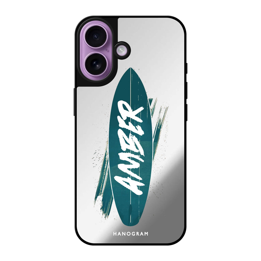 Reflective iPhone 16 Mirror Case –Surf's Up Design