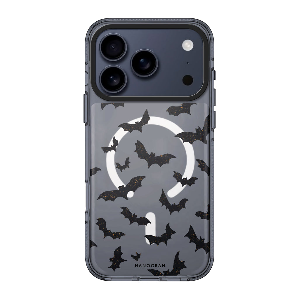 Midnight Bat Swarm iPhone 17 Pro Max MagSafe 水晶透明保護殼 萬聖節設計設計 圖1