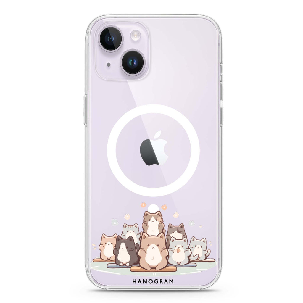 Zen Cat Calm iPhone 14 Plus Magsafe 兼容水晶透明保護殼