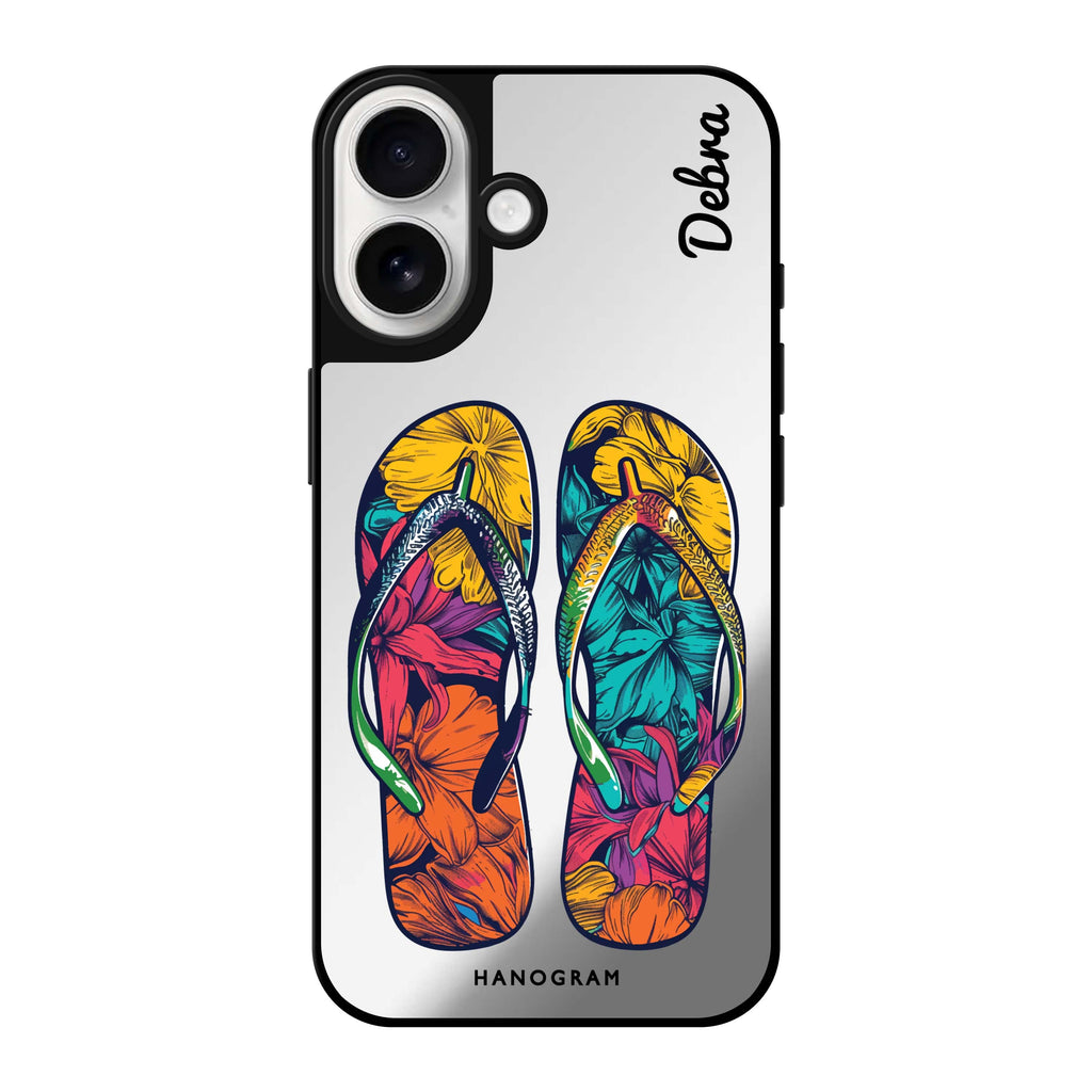 Reflective iPhone 16 Mirror Case –Beach Walkers Design