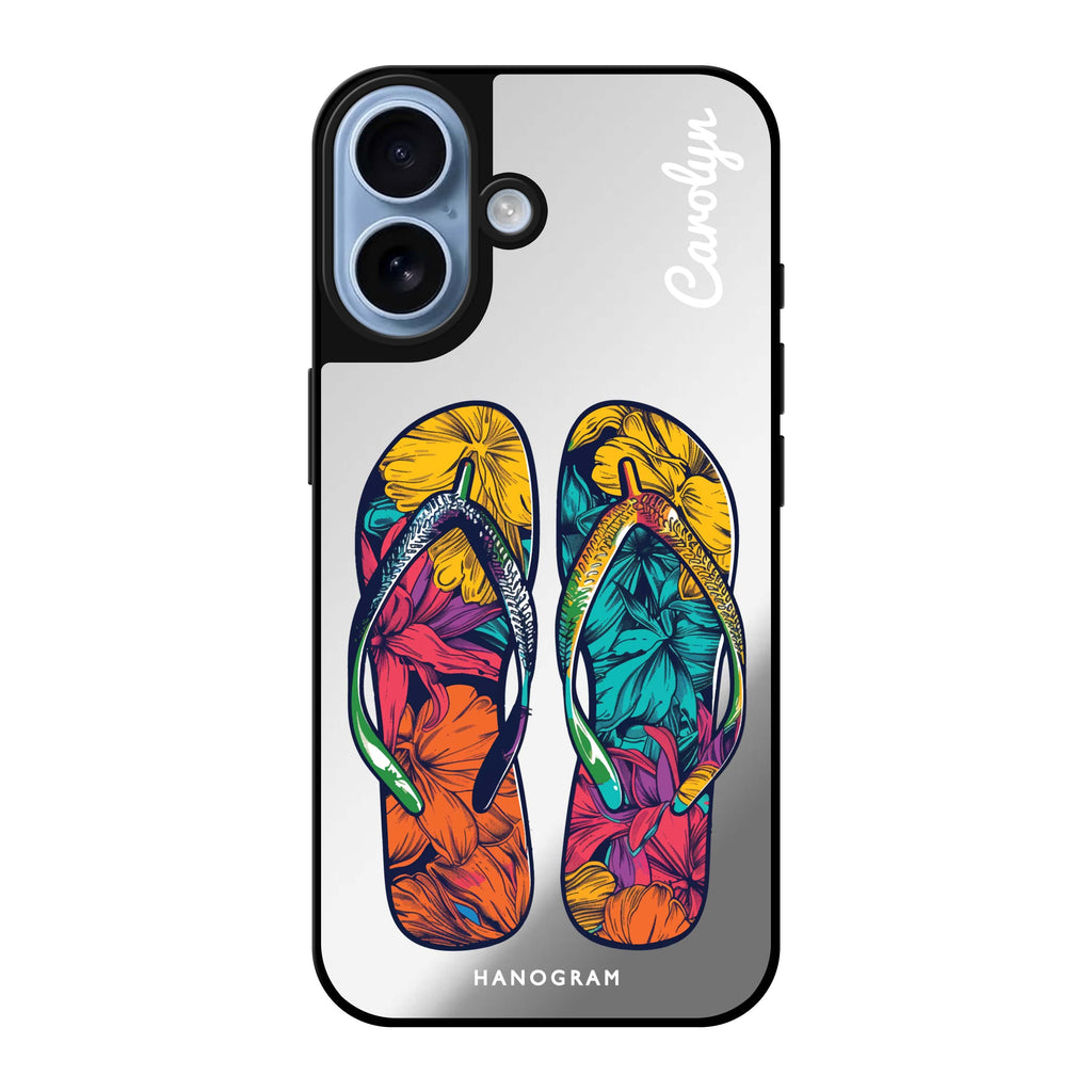 Reflective iPhone 16 Mirror Case –Beach Walkers Design