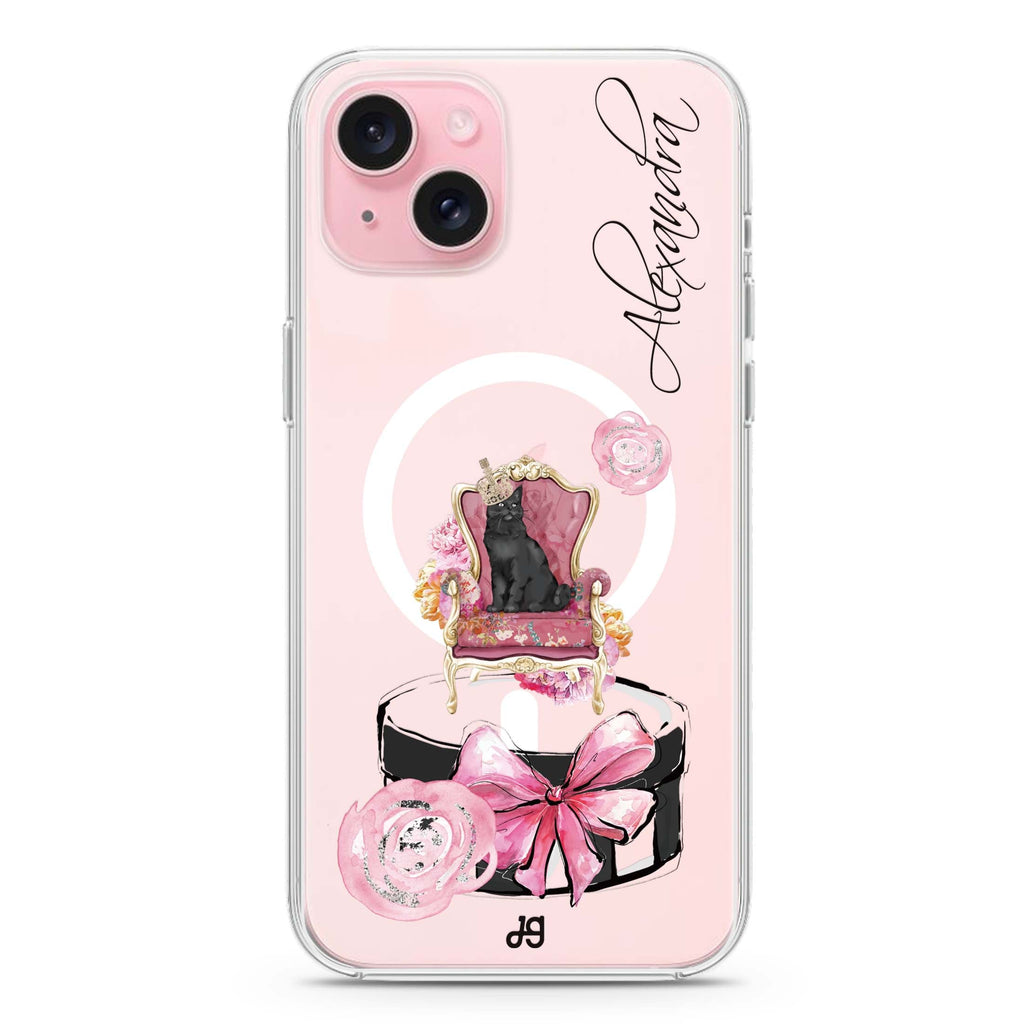 The Queen Like A Cat iPhone 15 Plus Magsafe 兼容水晶透明保護殼