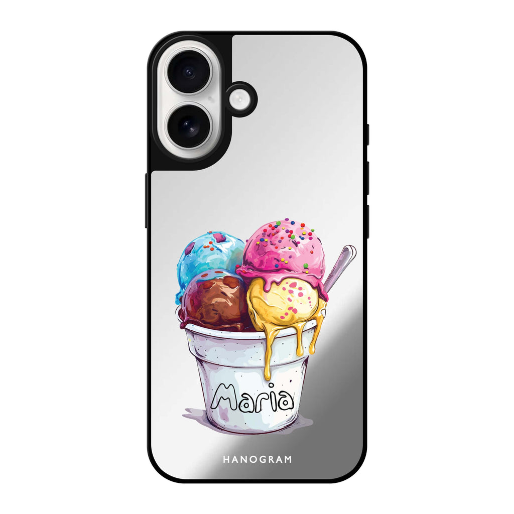 Reflective iPhone 16 Mirror Case –Sweet Scoops Design