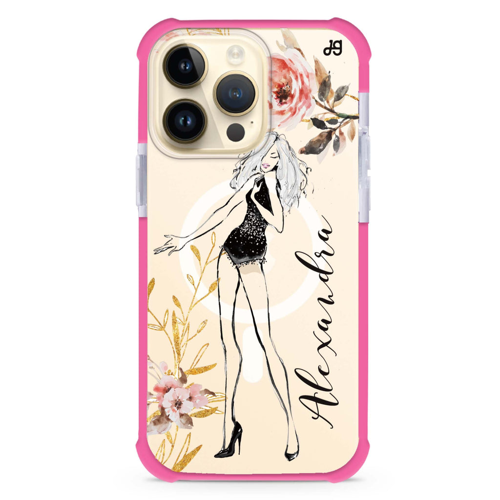Flower Fashion V Cat iPhone Magsafe 兼容超強防摔保護殼