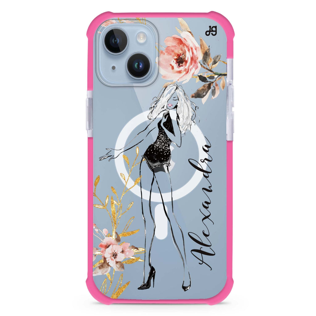 Flower Fashion V Cat iPhone 15 Plus Magsafe 兼容超強防摔保護殼