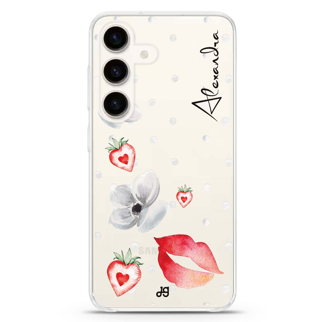 The First Date Cat Samsung Galaxy S26/S25/S24 可加名字水晶透明保護殼正面展示