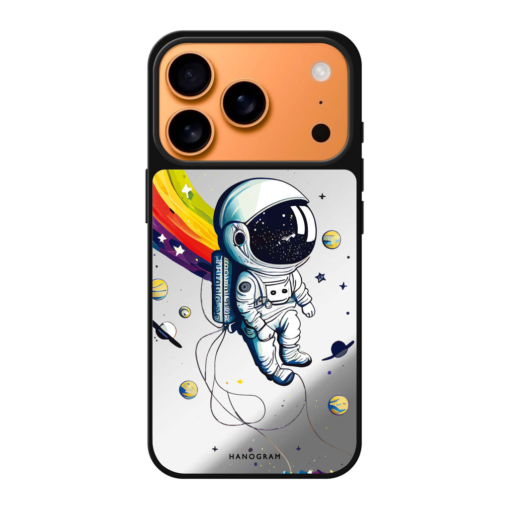 Astronaut in rainbow 彩色太空人 iPhone 17 Pro Max 鏡面手機殼主圖