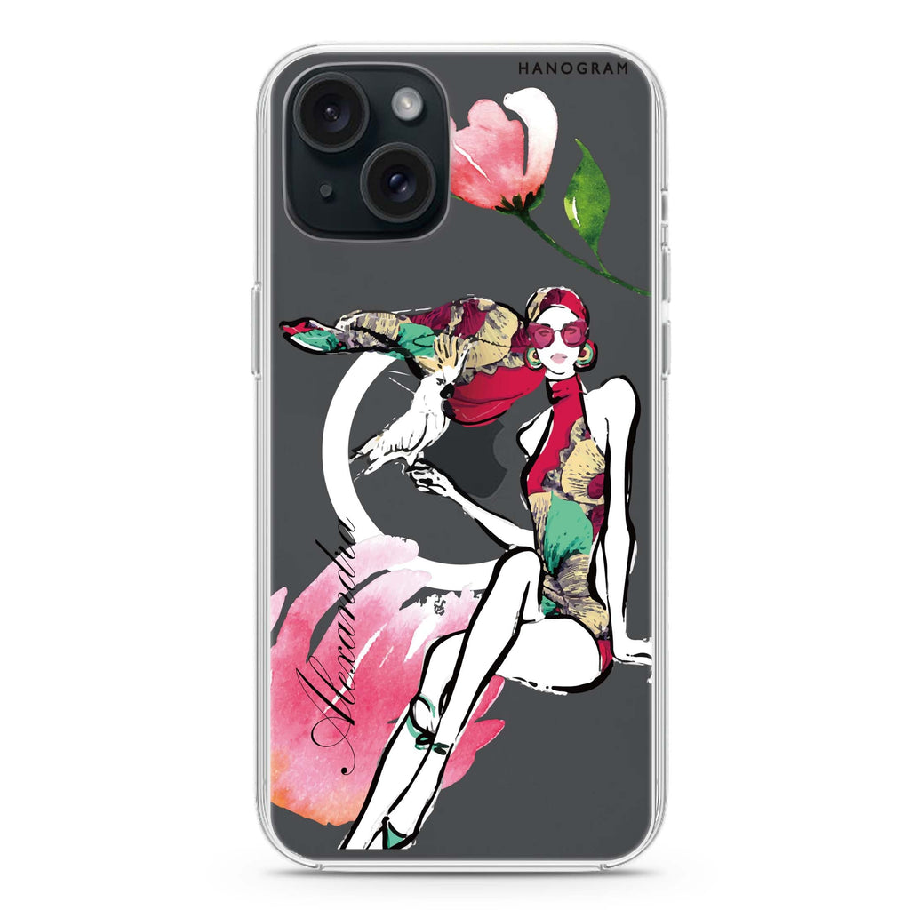 Flower Fashion VI iPhone 15 Magsafe 兼容水晶透明保護殼