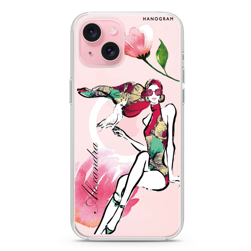 Flower Fashion VI iPhone 15 Plus Magsafe 兼容水晶透明保護殼