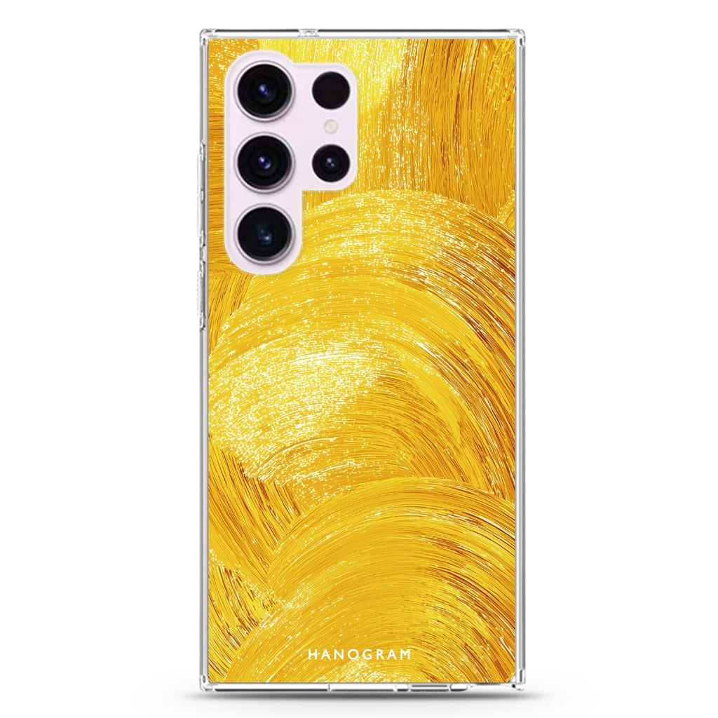Golden Strokes Samsung Galaxy Ultra 透明保護殼，適用 S26/S25/S24/S23 Ultra，圖1