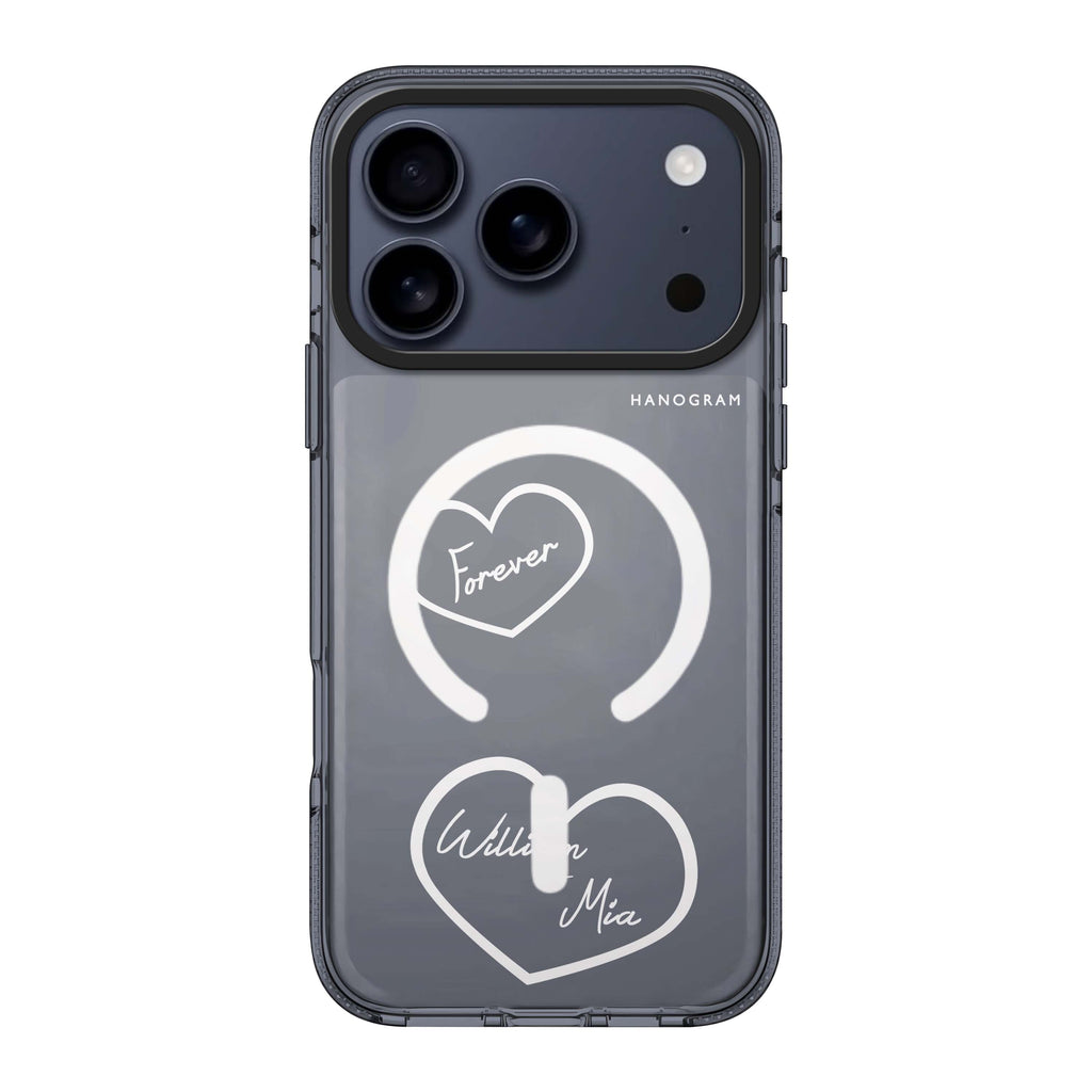 Sweet Heart II iPhone 17 Pro Max MagSafe 水晶透明保護殼 情人節設計設計 可自訂雙名字及字色 圖1