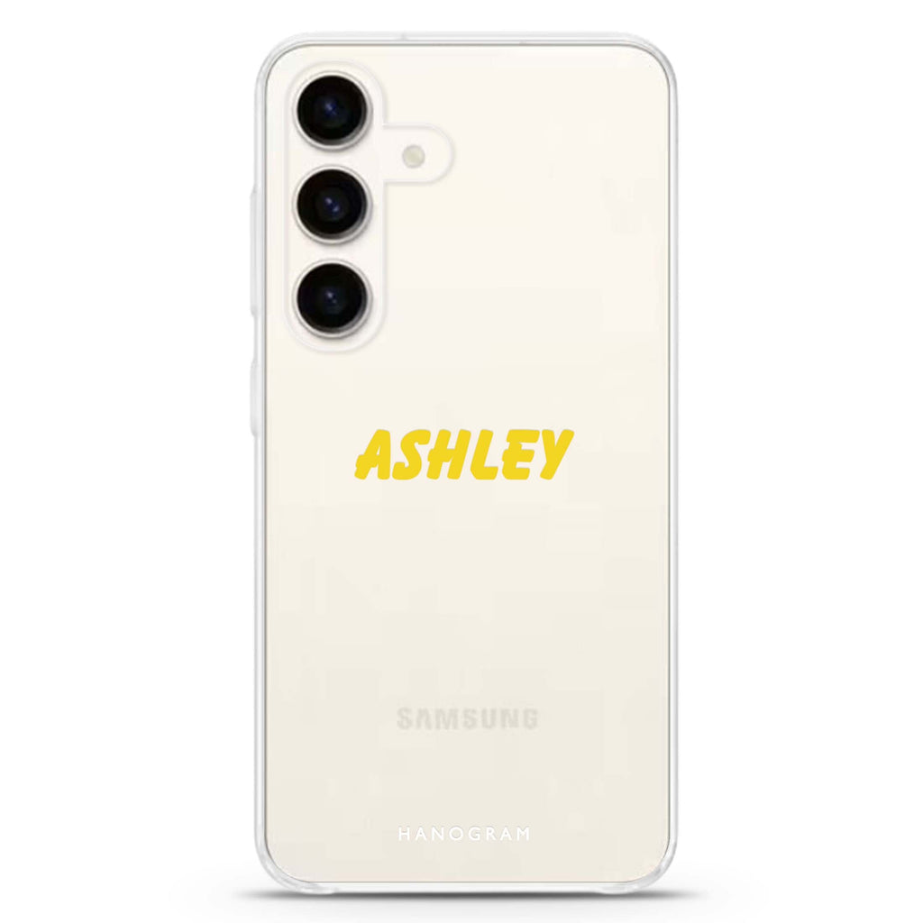 NameGlow Samsung Galaxy S26/S25/S24 可加名字水晶透明保護殼正面展示