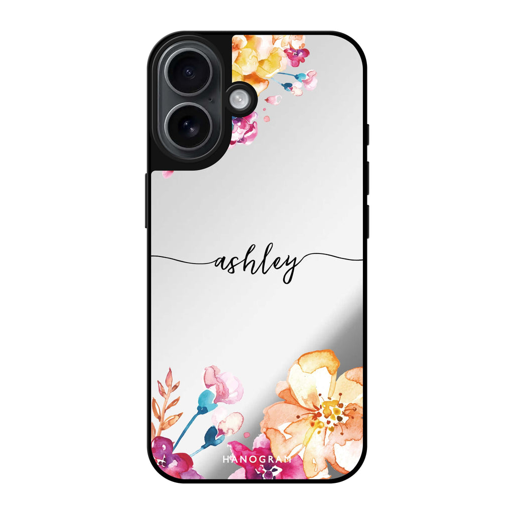 Reflective iPhone 16 Mirror Case –Art of Flowers Design