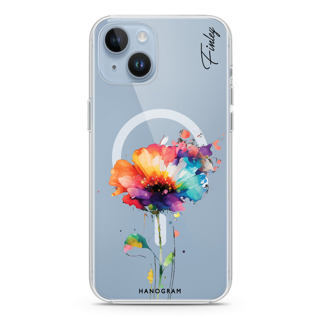A Beautiful Watercolour Flower iPhone 14 Plus Magsafe 兼容水晶透明保護殼
