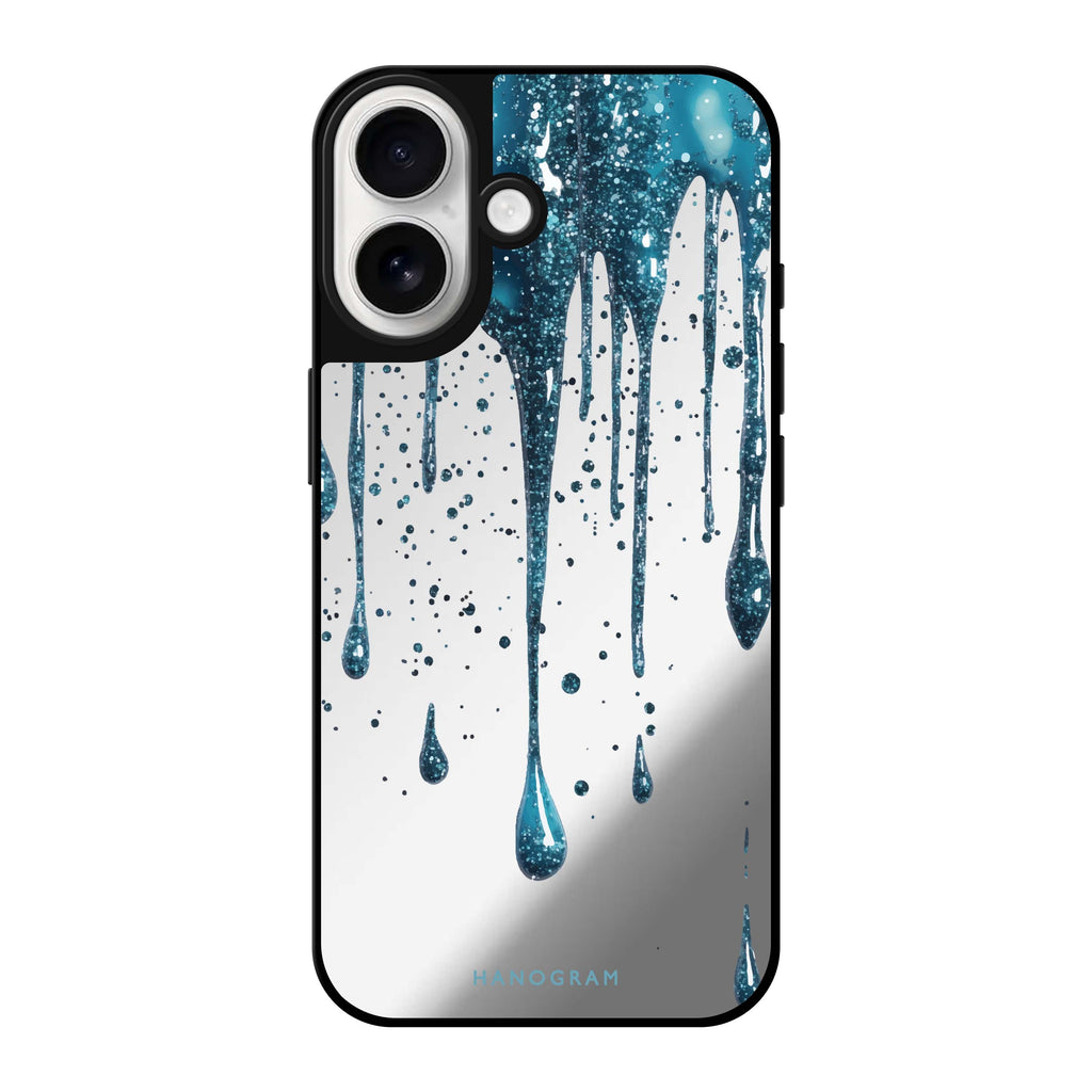 Reflective iPhone 16 Mirror Case –Aqua Shimmer Design