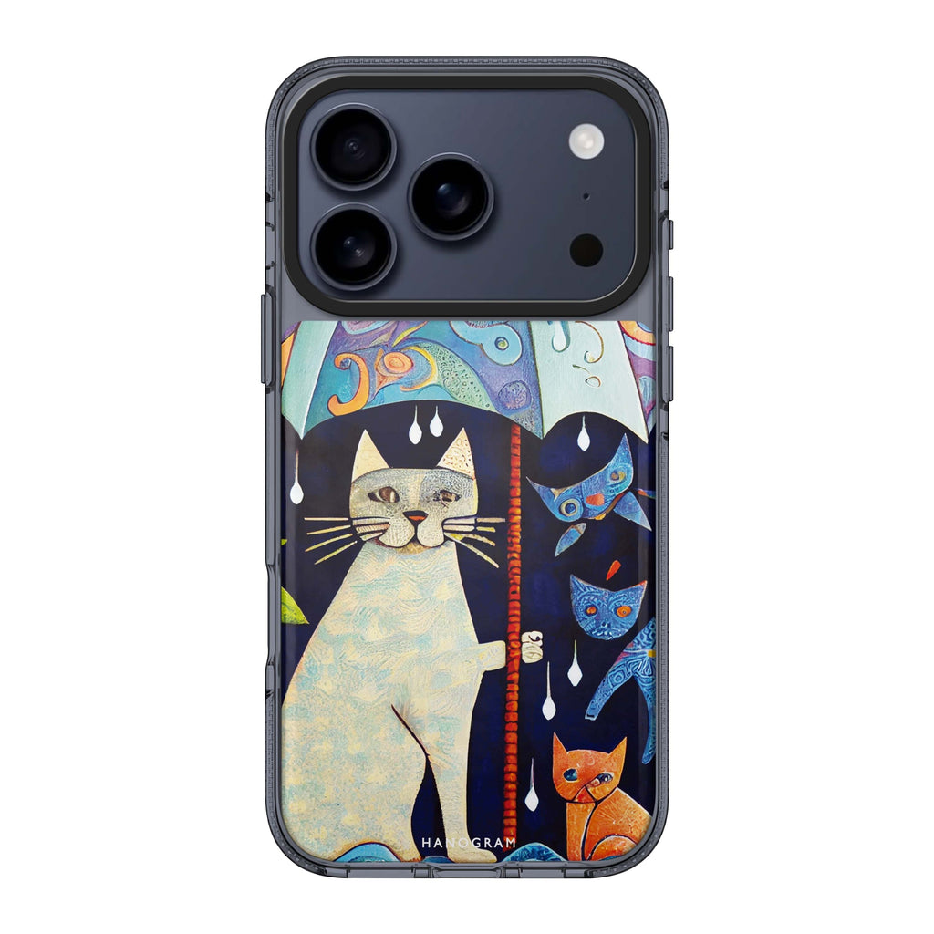 Raining Cat 款式 2 iPhone 17 Pro Max MagSafe 水晶透明保護殼 貓圖案設計 圖1