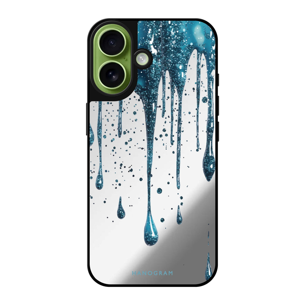 Reflective iPhone 16 Mirror Case –Aqua Shimmer Design