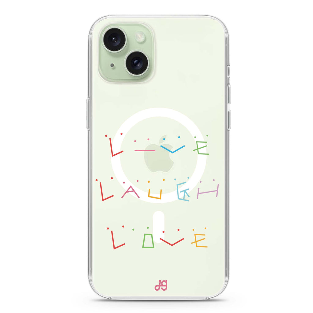 Live Laugh Love iPhone 15 Plus Magsafe 兼容水晶透明保護殼