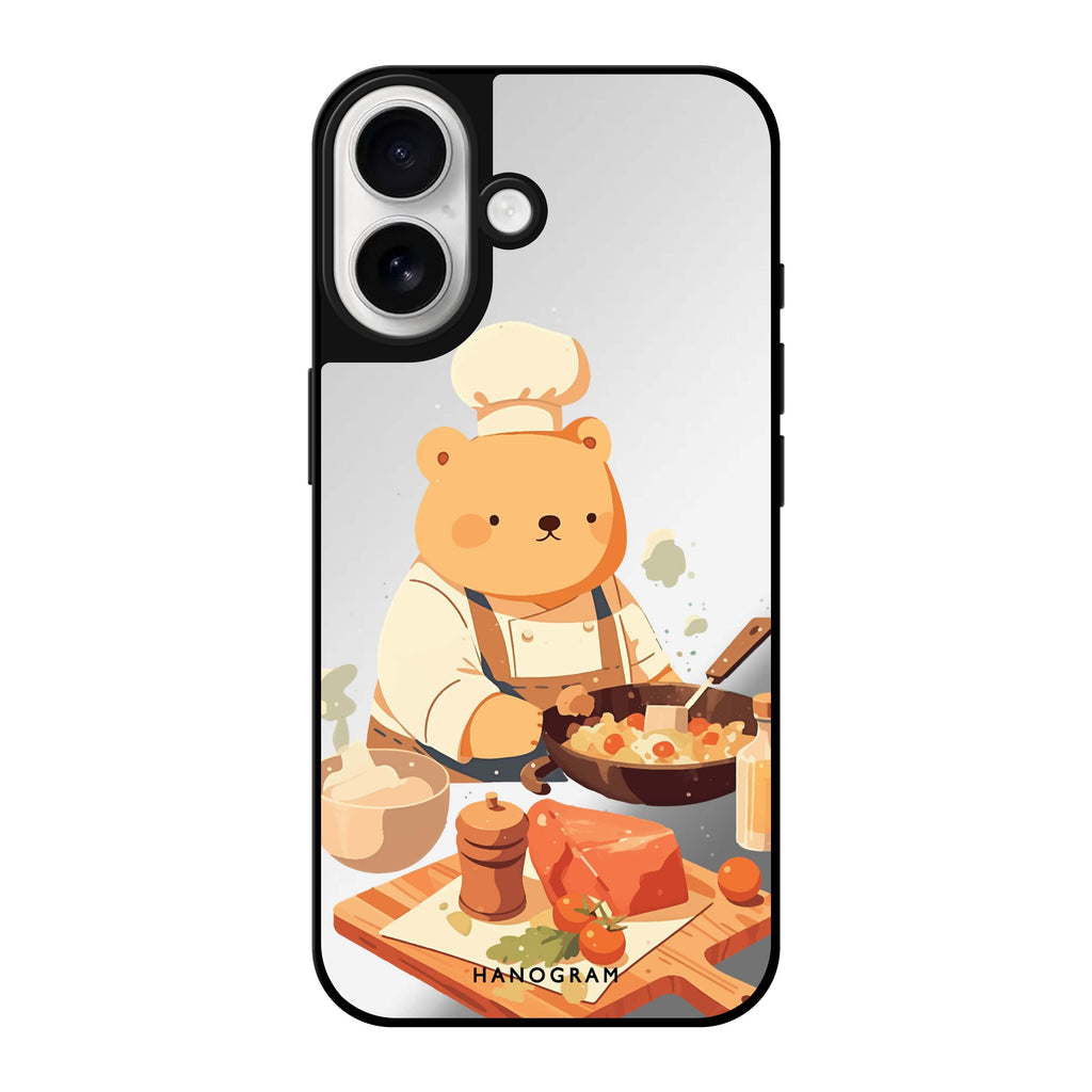 Reflective iPhone 16 Mirror Case –Culinary Bear Design