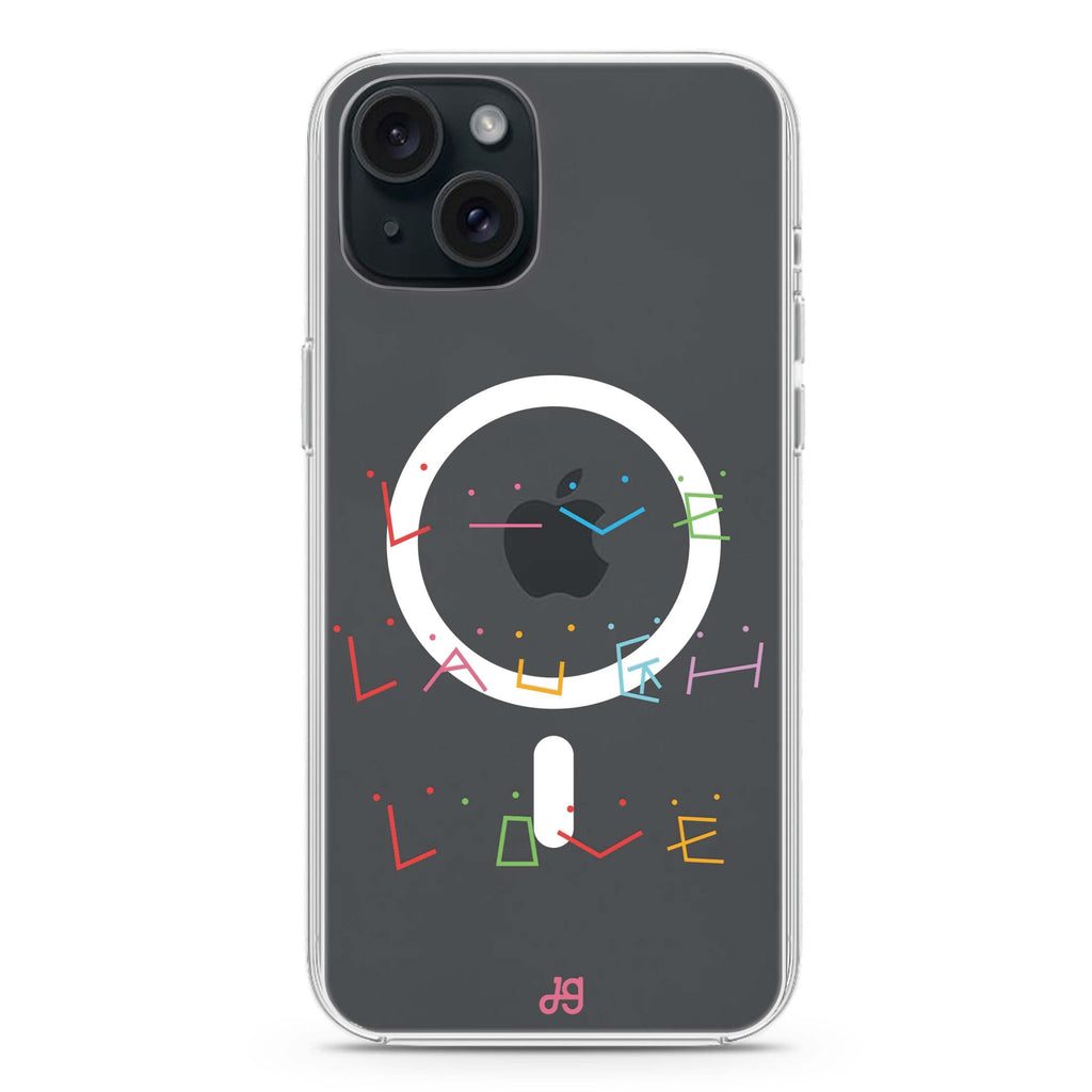 Live Laugh Love iPhone 15 Magsafe 兼容水晶透明保護殼