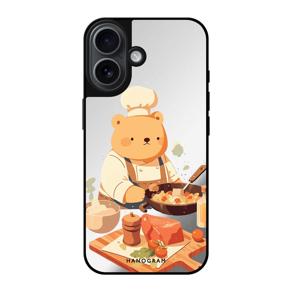 Reflective iPhone 16 Mirror Case –Culinary Bear Design