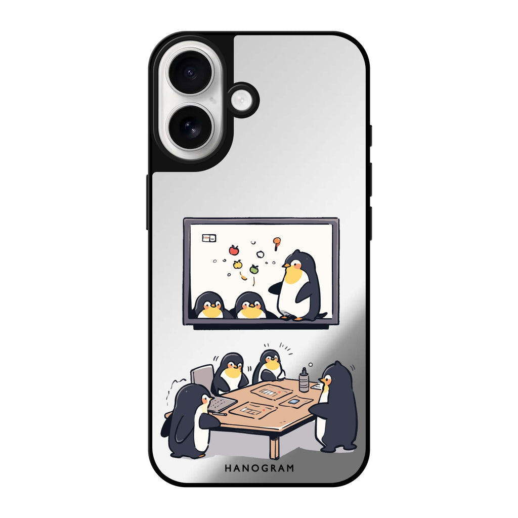 Reflective iPhone 16 Mirror Case –Penguin Presentation Design