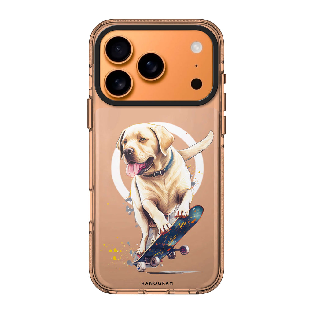 Dog on skateboard iPhone 17 Pro Max MagSafe 水晶透明保護殼 狗狗圖案設計 圖1
