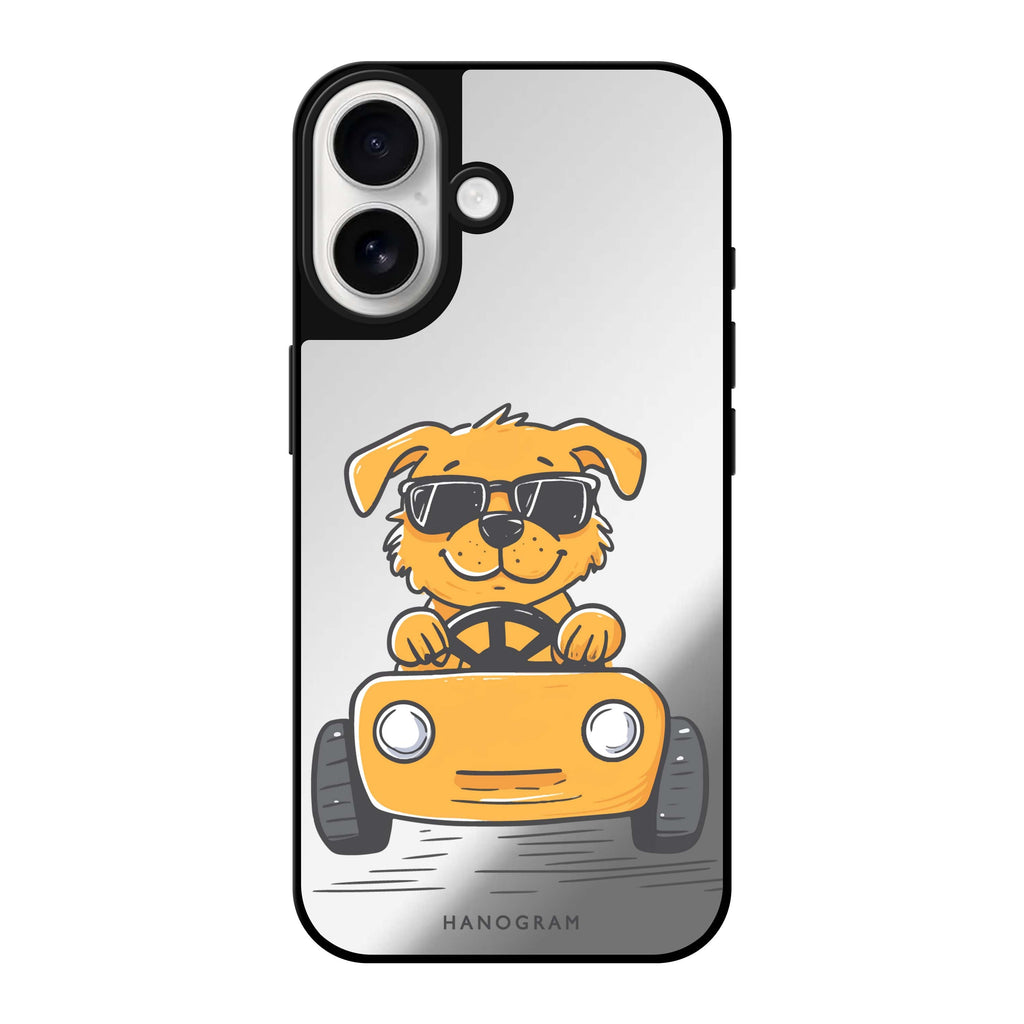 Reflective iPhone 16 Mirror Case –Cool Pup Drive Design