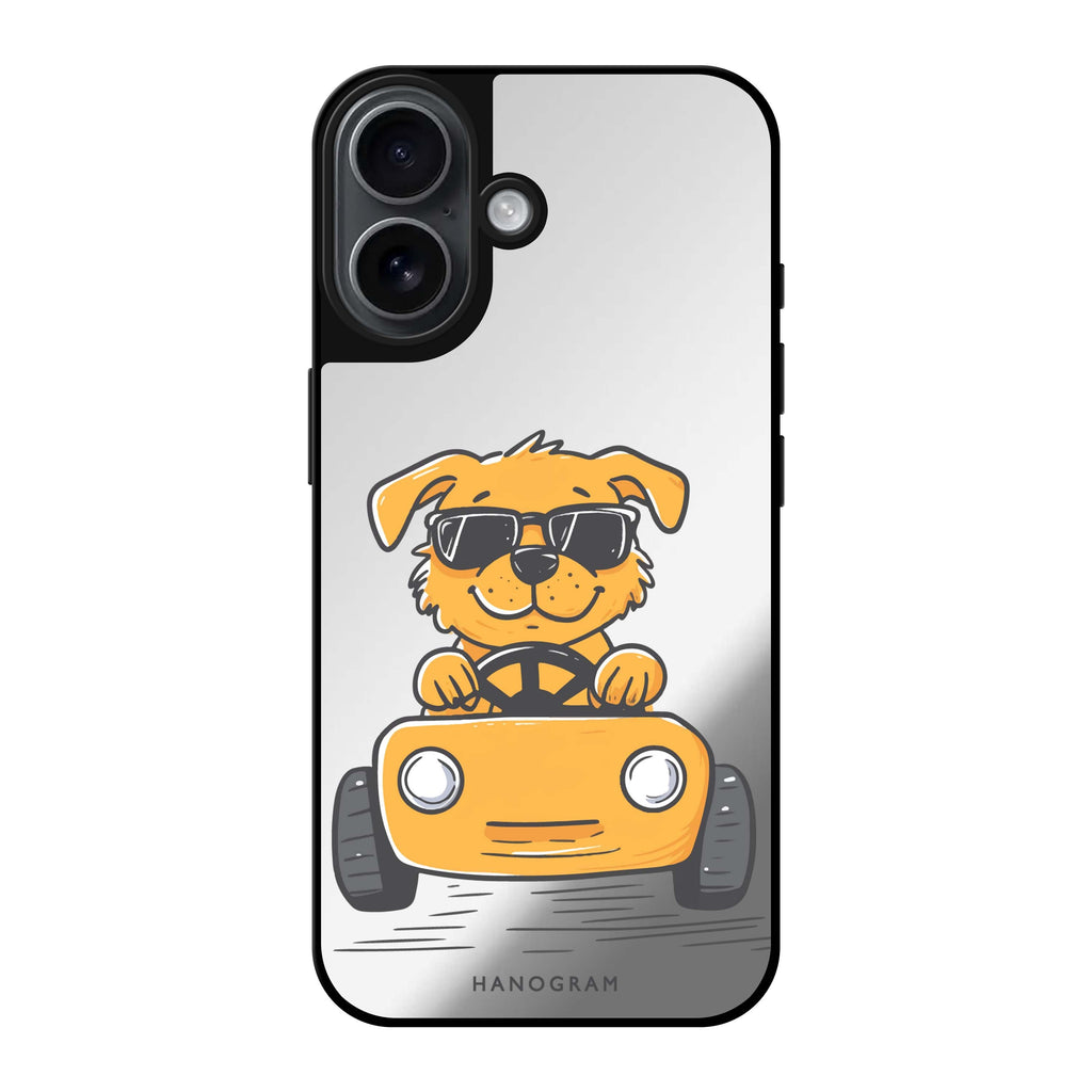 Reflective iPhone 16 Mirror Case –Cool Pup Drive Design