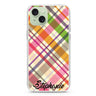 Colourful Checker Custom Name iPhone 15 Plus Magsafe 兼容水晶透明保護殼