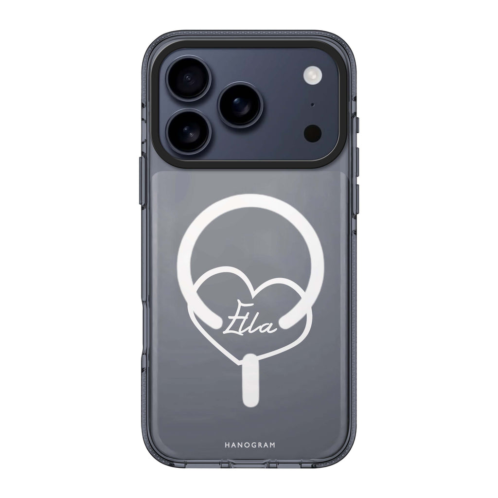 Sweet Heart 款式 1 iPhone 17 Pro Max MagSafe 水晶透明保護殼 情人節設計設計 可自訂名字及字色 圖1