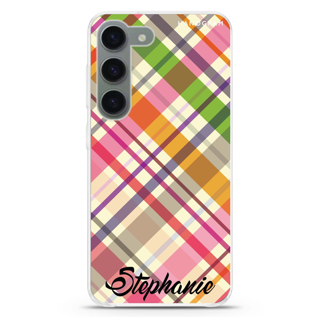 Colourful Checker Custom Name Samsung Galaxy 水晶透明保護殼