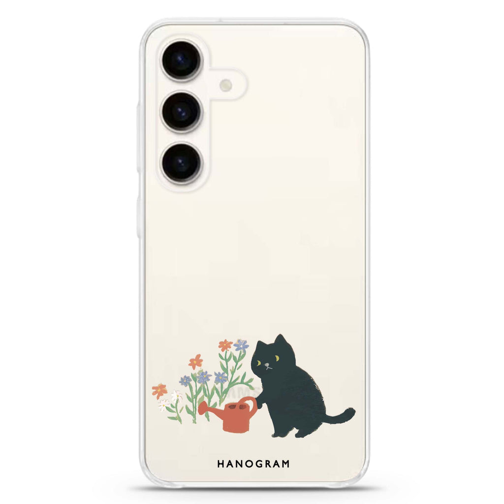 Purrfect Gardener Samsung Galaxy S26/S25/S24 水晶透明保護殼正面展示