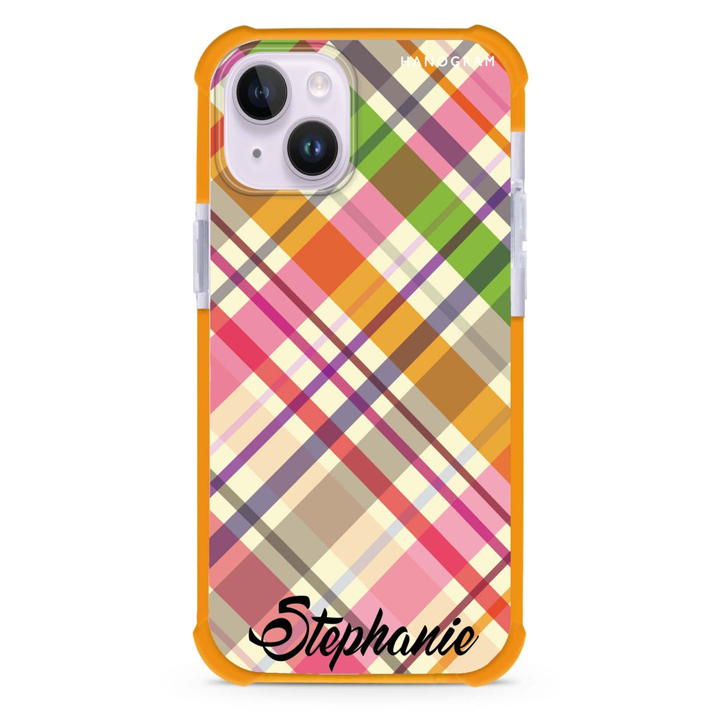 Colourful Checker Custom Name iPhone 15 Plus Magsafe 兼容超強防摔保護殼