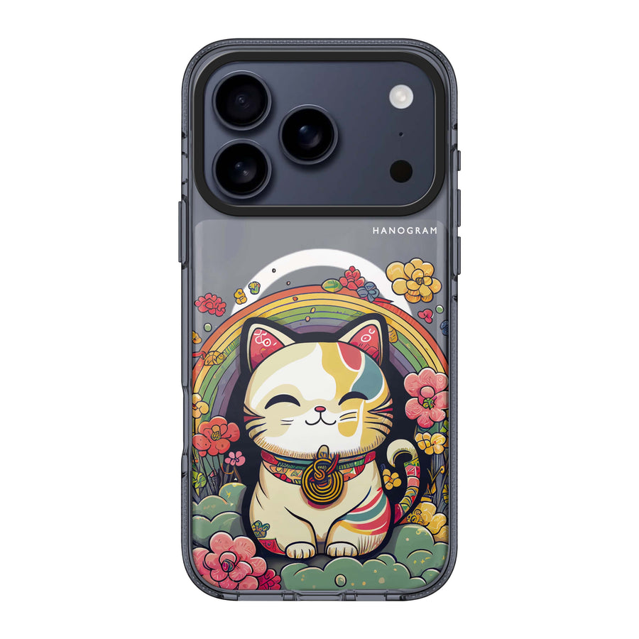 Japanese Lucky Cat iPhone 17 Pro Max MagSafe 水晶透明保護殼 貓圖案設計 圖1