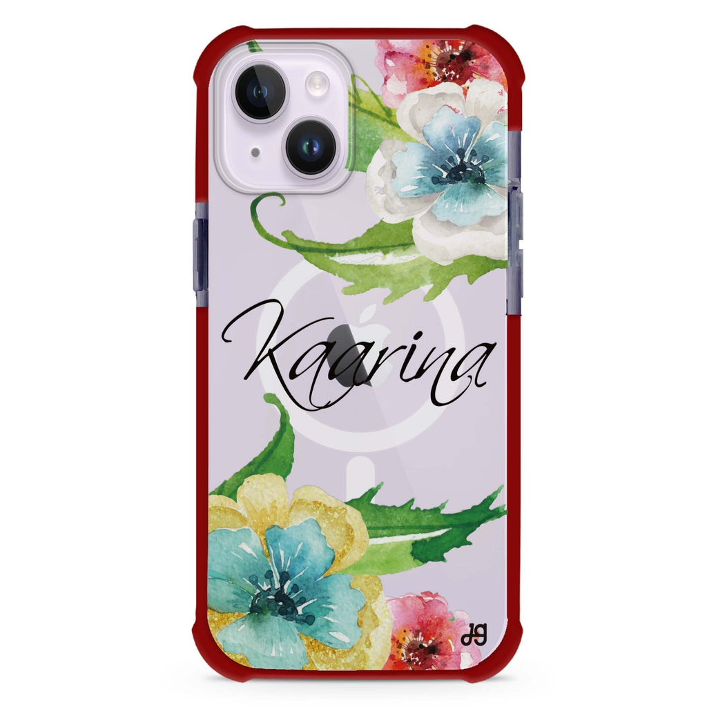 Golden and White Anemones iPhone 15 Plus Magsafe 兼容超強防摔保護殼