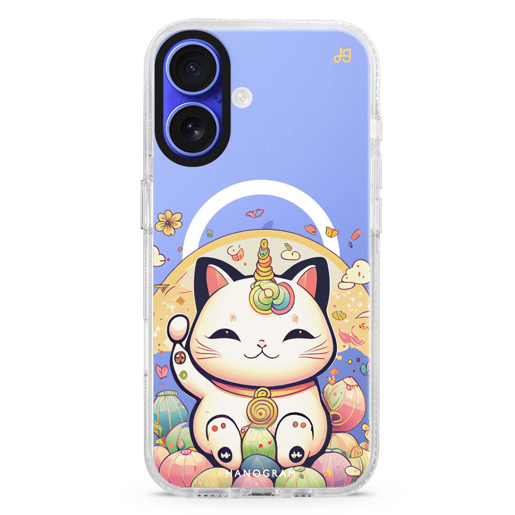 Cute Lucky Cat Magsafe 兼容水晶透明保護殼