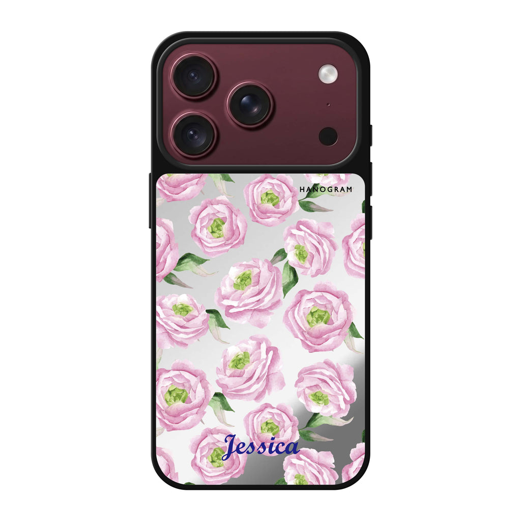 Watercolor pink floral 鏡面手機殼