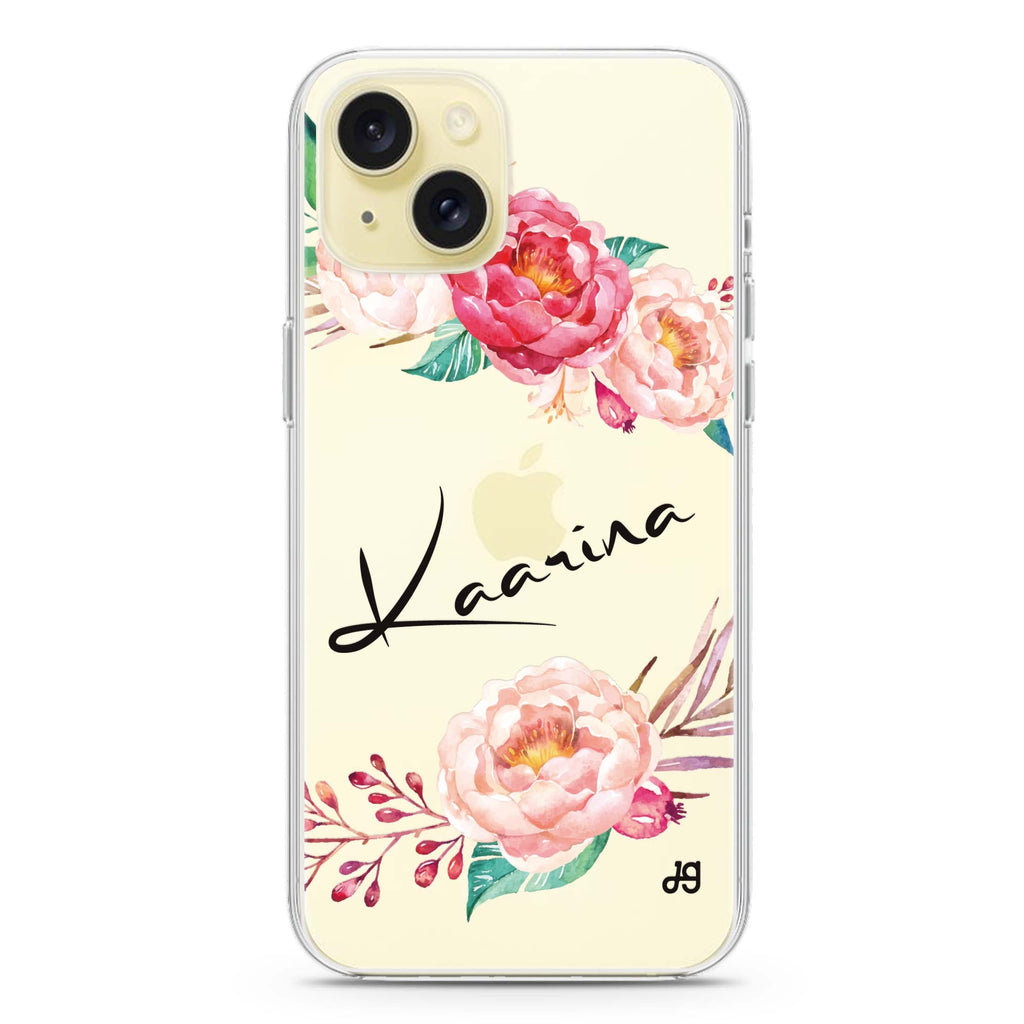 Blossming Rose iPhone 15 plus 水晶透明保護殼